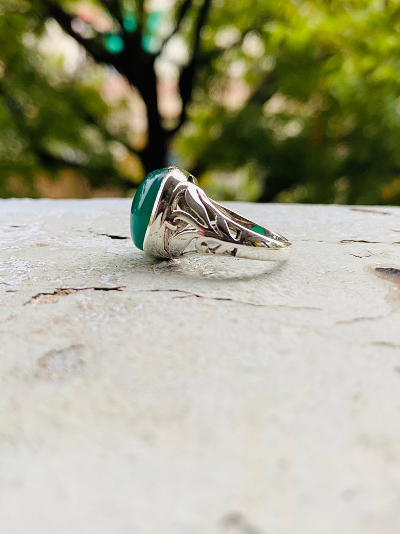 Gift for HimHer GREEN ONYX 925 Sterling Silver Ring Statement Ring Handmade Ring