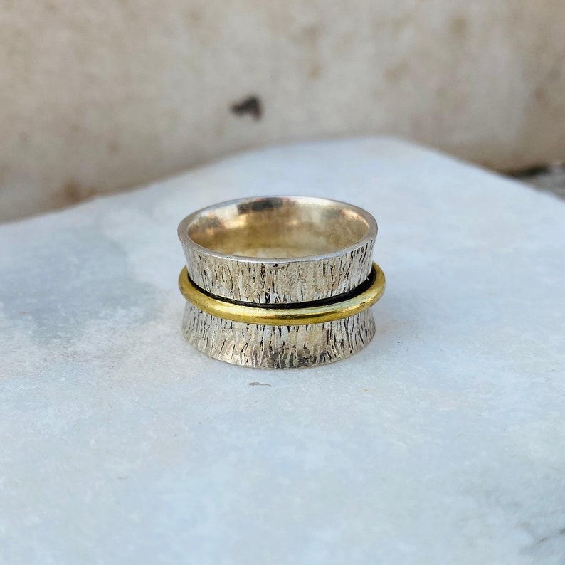 Meditation Thumb Ring Yoga Anti-Stress Anxiety Band Ring Spinner Ring Gift for HimHer Sterling Silver Spinner Ring