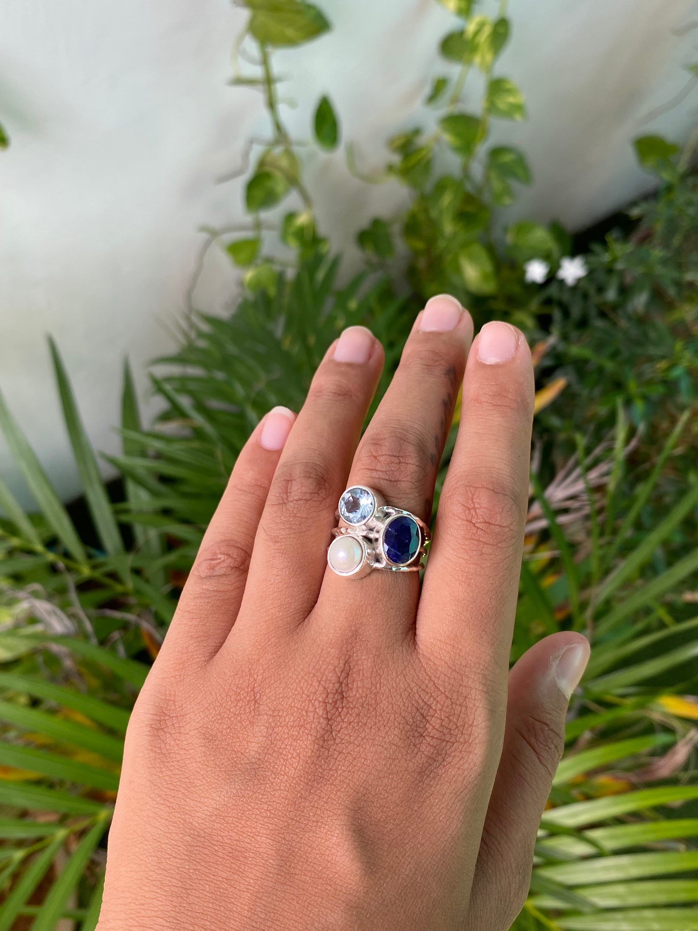 Anello Di Moda Con Pietra Preziosa Topazio Blu Naturale Per Donna Anello Di Design Moderno E Minimalista Gioielli In Argento Sterling 925 Di Artisan, Misura 17 - Foto 6