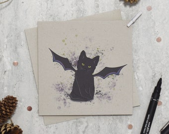Halloween Cards, Ghost card, Bat card, Cat card, Happy Halloween cards, Halloween card set, Multipack cards, Recycled Card, Halloween party