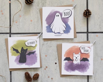 Funny Halloween Cards, Shiba card, Ghost card, Cat card, Kitten card, Funny Halloween, Shiba Inu Halloween card, Halloween party