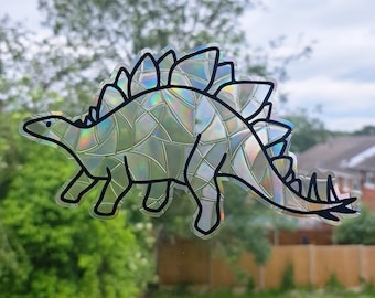 Stegosaurus Suncatcher Window Sticker, Dinosaur Rainbow Maker, Static Cling, Renter Friendly, Reusable