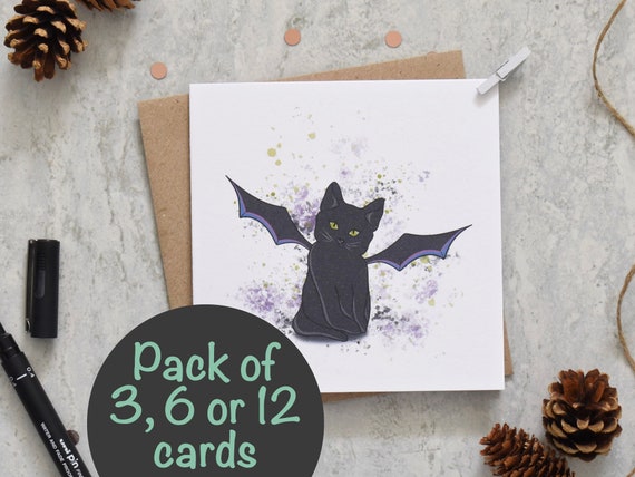Halloween Card Pack, Ghost card, Bat card, Autumn card, Happy Halloween, Multipack cards, Halloween card set, Halloween party