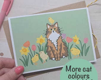 Cat Spring card, Cat Easter card, Card for Cat Mum, Spring Cat card, Happy Easter card for Cat Lover, Easter card for Cat Mum