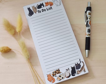 Magnetic Cat Notepad, Cute Cat Notepad, Cat Notepad and Pen, Cat To Do List, Cat Mum Gift, Cat Dad Gift, Cat Gift Set, Cat Stationery