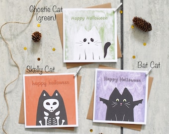 Paquete mixto de tarjetas de Halloween, tarjeta de gato de Halloween, tarjeta de calabaza, tarjeta de fantasma, tarjeta de murciélago, tarjetas de Feliz Halloween, tarjetas multipack, fiesta de Halloween