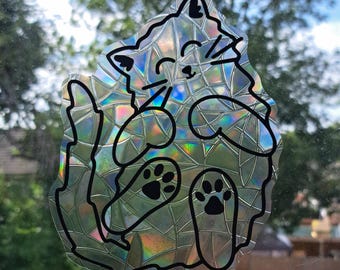 Cat Suncatcher Window Stickers, Tabby Cat Rainbow Maker Static Cling, Renter Friendly, Reusable