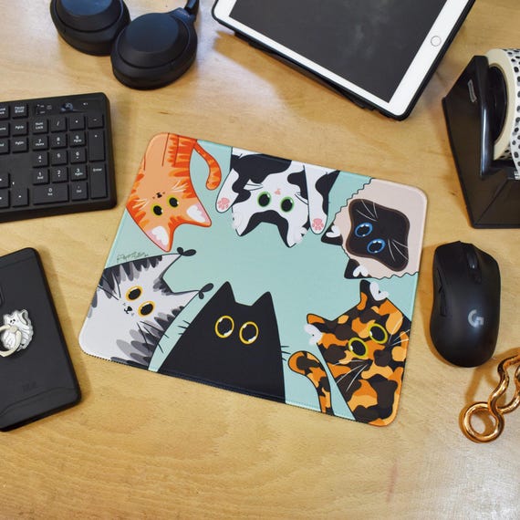 Chunky Cats Mousepad, Cat Desk Mat, Cat Mouse Mat, Cat Mum Gift, Cat Desk Accessory, Cat Dad Gift, Chonky Cats