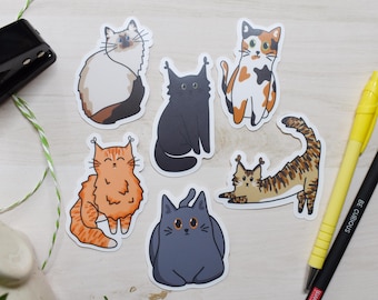 Paquete de pegatinas de gato, pegatinas de gato, pegatinas de gato impermeables, regalo para mamá gata, regalo para papá gata, regalo para dueño de gato, pegatinas de gato mate