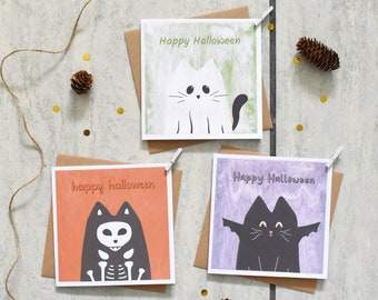 Halloween Cat Card Pack, Cute Halloween card, Cat card, Happy Halloween card, Multipack cards, Halloween card set, Halloween party