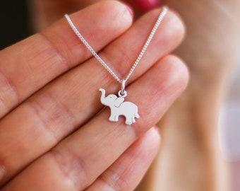 Personalised Silver Elephant Necklace, Elephant Gifts, 925 Sterling Silver