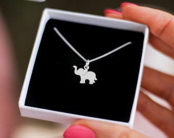 Elephant Necklace in Sterling Silver -  Good Luck Gift, Elephant Gifts, Elephant Jewellery, Dainty elephant Pendant