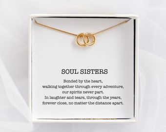 Soul Sister Necklace Gift, Two Rings Necklace, BFF Gift, Friendship, Unbiological Sister Gift, Bonus Sister, Friend Birthday Gifts