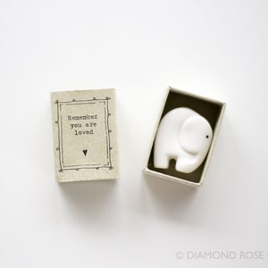 Elephant Gift, Ivory Year Anniversary Gift, 14th Wedding Anniversary Gift, Gift For Wife, Gift For Husband, Porcelain Elephant Matchbox Gift