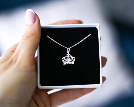 Crown Pendant Necklace in Sterling Silver Etsy