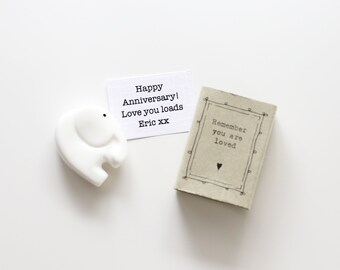 14th Wedding Anniversary Gift For Husband, Elephant Gift, Ivory Year Wedding Anniversary Gift For Him, Porcelain Elephant Matchbox Gift