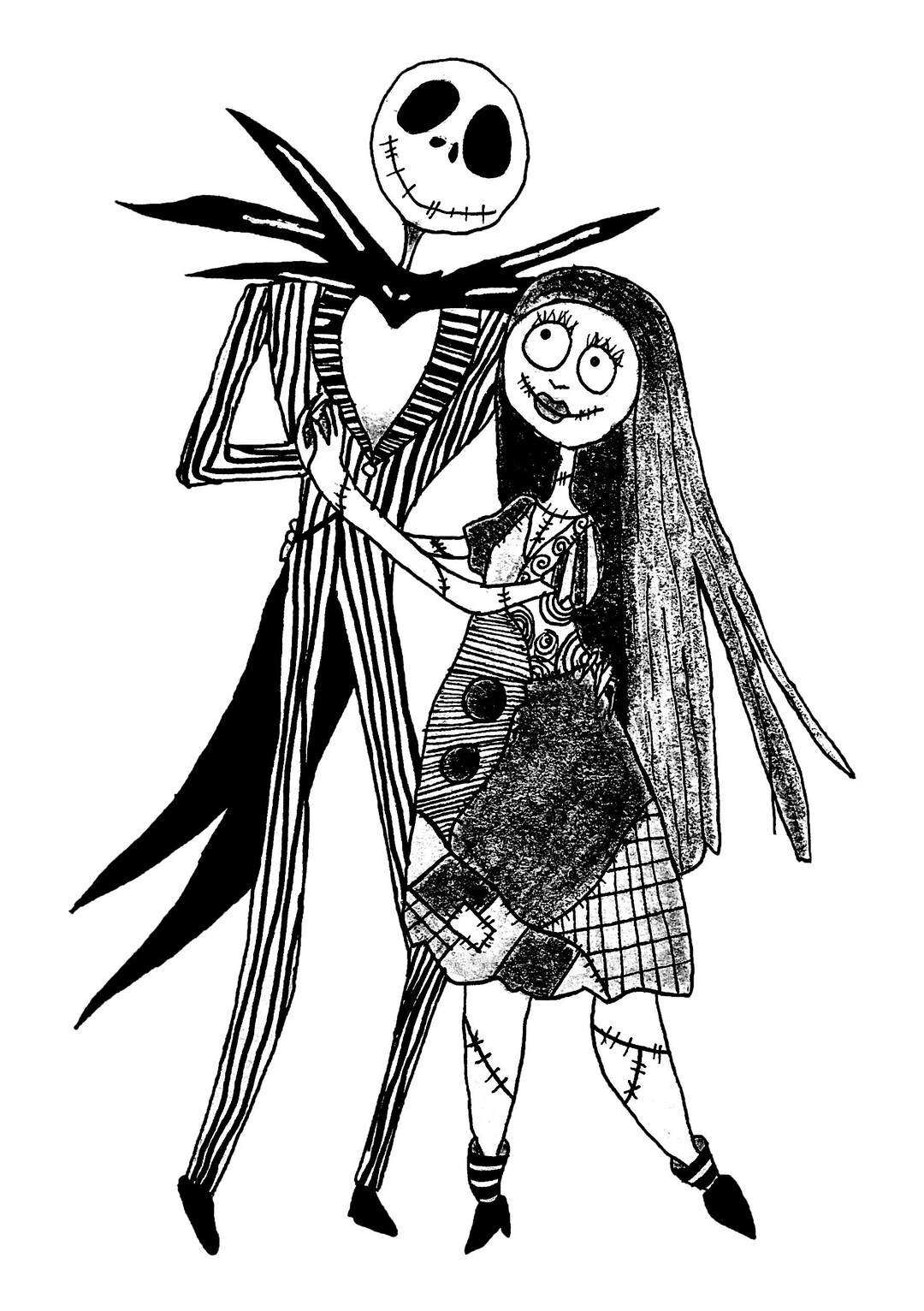 Jack and Sally Illustration Art Print A5 - Etsy
