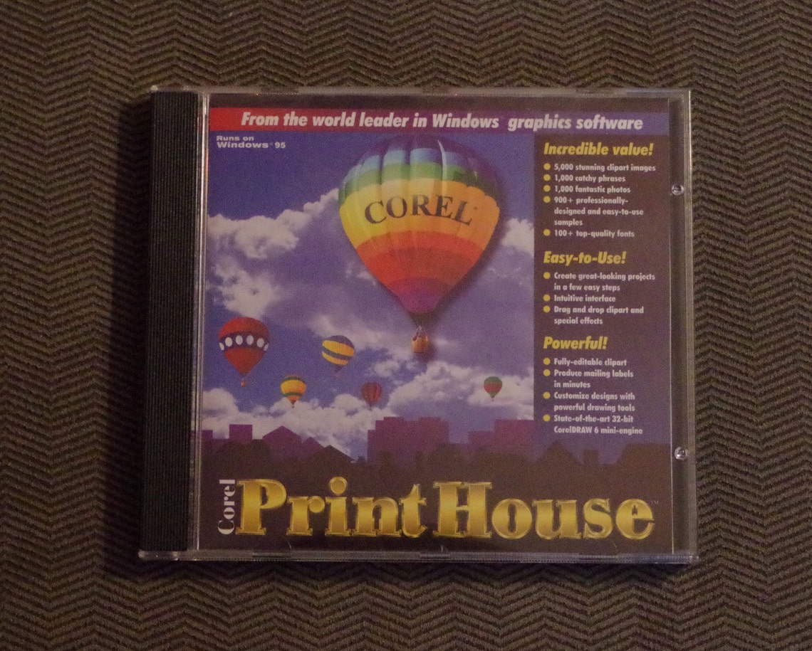 Corel Print House PC Software Windows CDROM 1995 - Etsy