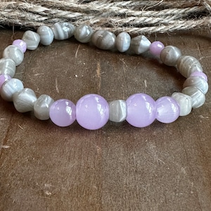 Beaded bracelets | handmade bracelets | stretchy bracelets | elastic bracelet | precious purple and gray beads