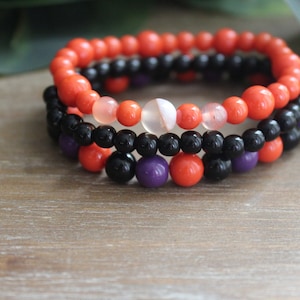 Beaded handmade bracelet for women | Halloween based beaded bracelet | stretchy bracelet | elastic bracelet |  Halloween bracelet