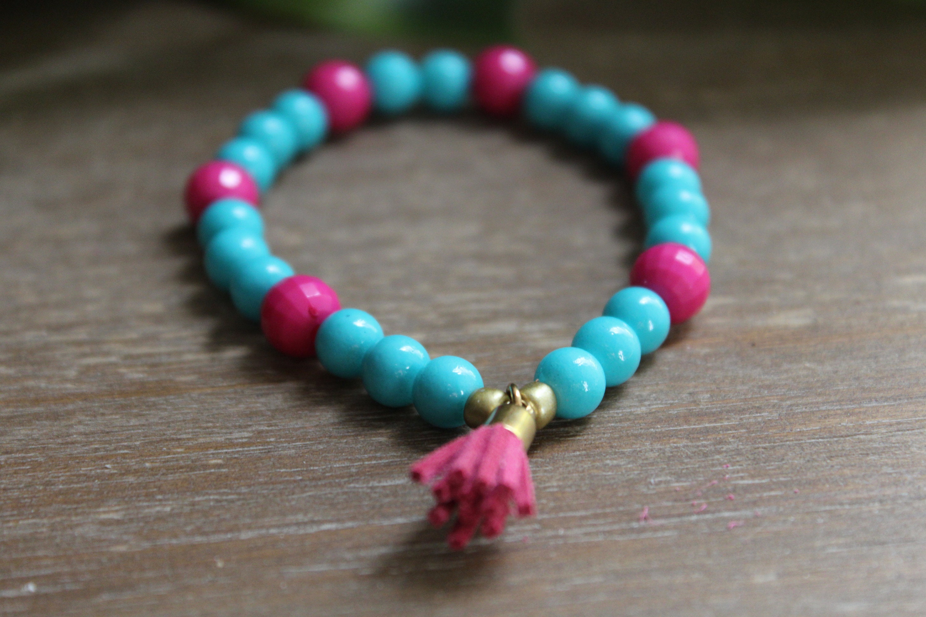 ブレスレット Pink & Skyblue Beaded Elastic Bracelet #9939 Beaded Bracelets | Handmade Bracelets | Stretchy Bracelets