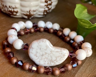 Boho Beaded Bracelet Stack: Glass & Precious Beads, Stretchy Elastic