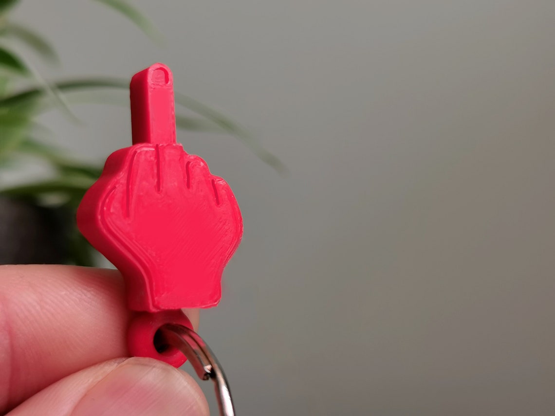 Middle Finger Keychain 3D Printed designed by Tomodesigns Etsy