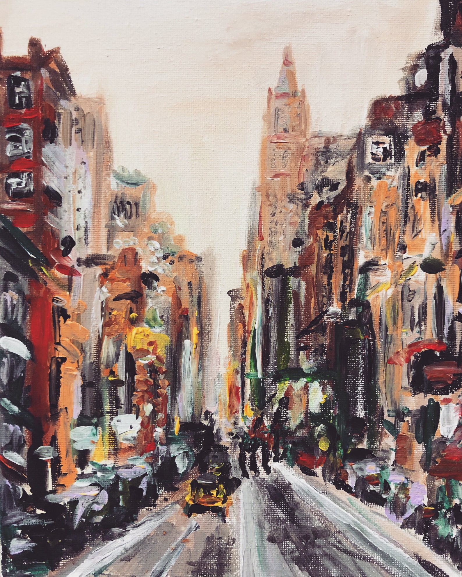 New York Acrylic Painting Etsy