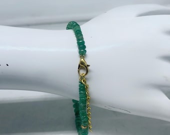 Dainty Emerald Beaded Bracelet | 4-5mm Smooth Green Gemstone | Gold Filled Clasp | Handmade Layering Jewelry | May Birthstone Gift
