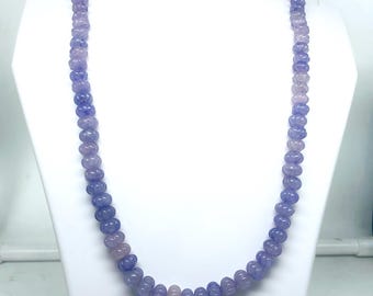 Natural Tanzanite Beaded Necklace | Hand-Carved 8-10mm Melon Beads | AAA+ Quality Beryl Gemstone | Unique Handmade Gift for Her