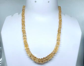 Natural Citrine Beaded Necklace - Faceted Yellow Gemstone Necklace for Women - Delicate Crystal Jewelry