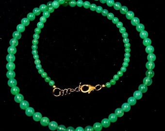 Natural Green Onyx Beaded Necklace - Delicate Gemstone Choker for Women - Minimalist Crystal Jewelry