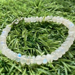 Elegant Rainbow Moonstone Bracelet | Minimalist Gemstone Jewelry | Healing Crystal Gift for Women | Handmade Natural Beaded Bracelet