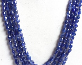 Tanzanite Oval Beaded Layered Necklace - Rich Blue Gemstone Necklace for Women - Natural Stone Jewelry