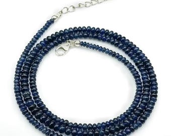 Natural Blue Sapphire Beaded Necklace - Delicate Layered Gemstone Necklace for Women - Minimalist Fine Jewelry