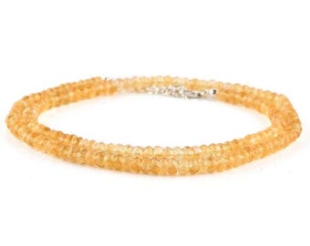 Elegant Citrine Necklace - Round Faceted Gemstones - November Birthstone Jewelry - Handmade Minimalist Crystal Necklace