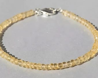 Natural Citrine Round Beaded Bracelet | 4-5mm Gemstone Jewelry | Handmade Luxury Gift for Her