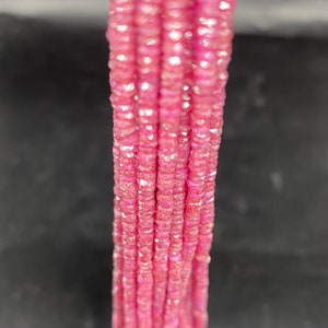 Natural Ruby Beads Strand – Faceted Pink Ruby Rondelle Gemstones – July Birthstone – Healing Crystal Beads – DIY Jewelry Making Supply