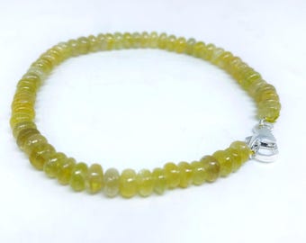 Green Garnet Beaded Bracelet - Natural Faceted Gemstone Bracelet for Women - Delicate Olive Green Jewelry