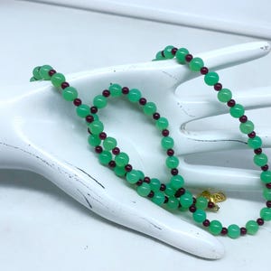 Collier de perles de chrysoprase - Pierres précieuses lisses de 5 mm - fermoir plaqué or - cadeau de bijoux fait main