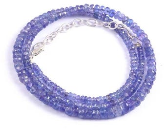 Elegant Handmade Tanzanite Necklace – 4-5mm AAA+ Round Faceted Gemstone Beads – Perfect Luxury Jewelry Gift for Women