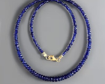Genuine Blue Sapphire Beaded Necklace - AAA+ 4-5mm Round faceted | Handmade Gemstone Jewelry for Everyday Wear