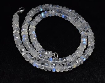 Natural Moonstone Necklace | Rainbow Crystal Jewelry | Handmade Beaded Necklace | Gift for Wife | Elegant Healing Stone