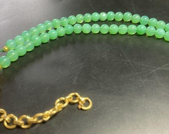 Natural Chrysoprase Beaded Necklace - Delicate Green Gemstone Necklace for Women - Minimalist Boho Jewelry
