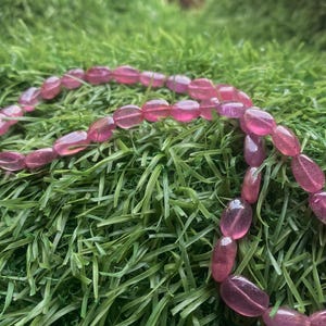 Collar de rubí natural: cuentas ovaladas lisas de 8 mm de calidad AAA+ / Joyería hecha a mano con piedras preciosas de rubí genuino