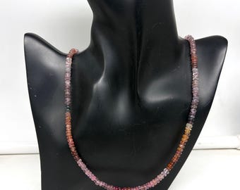 Natural Multi Spinel Necklace 4 to 5mm Faceted Round Beads Gold Plated Clasp Handmade Colorful Gemstone Jewelry Gift for Her