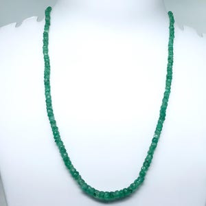 Natural Emerald Beaded Necklace | Faceted Green Gemstone Choker | May Birthstone Jewelry Gift | Dainty Handmade Emerald Necklace