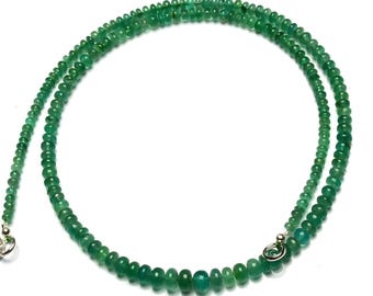 Natural Emerald Round Smooth Beaded Necklace | 4-5mm AAA+ Quality Gemstone Jewelry