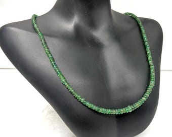 Collar de cuentas de esmeralda de 4-5 mm, redondo, liso, con gema natural, 50 cm (20 pulgadas), cierre chapado en oro de 18 quilates, joyería fina.