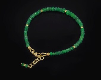Emerald Bracelet | AAA+ Quality 5mm Faceted Beads | Handmade Adjustable Green Gemstone Beaded Jewelry
